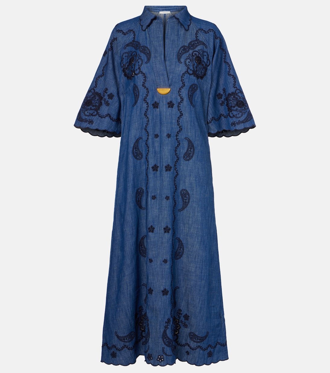 Aster embroidered denim midi dress | Zimmermann