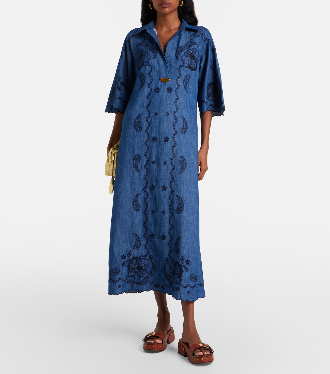 Aster embroidered denim midi dress | Zimmermann