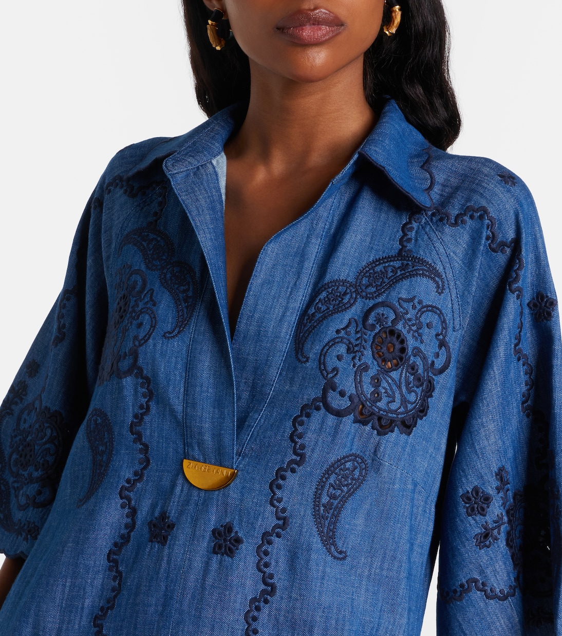 Aster embroidered denim midi dress | Zimmermann