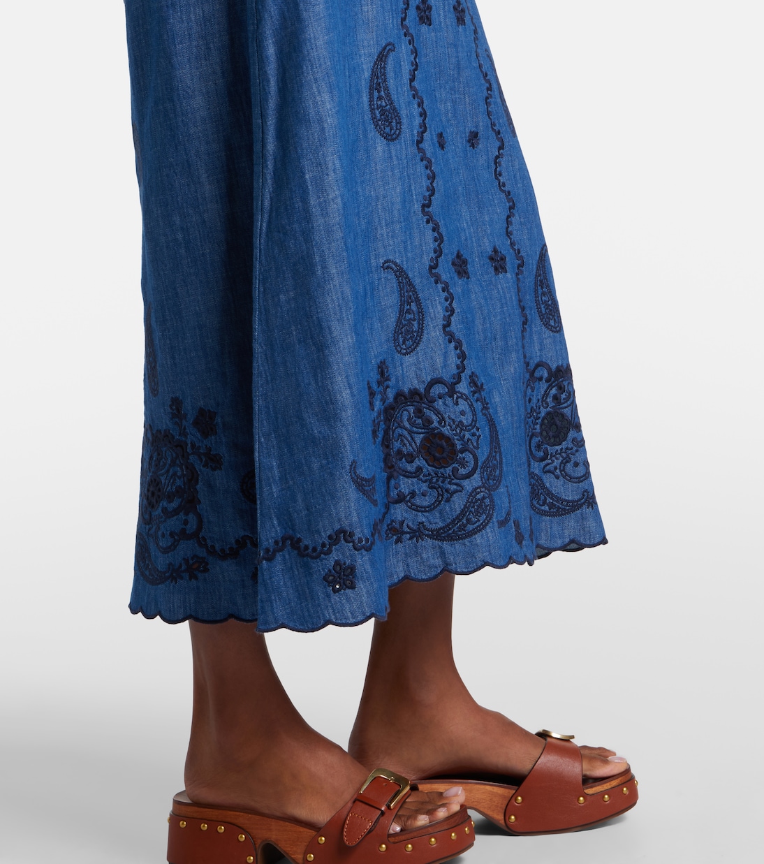 Aster embroidered denim midi dress | Zimmermann