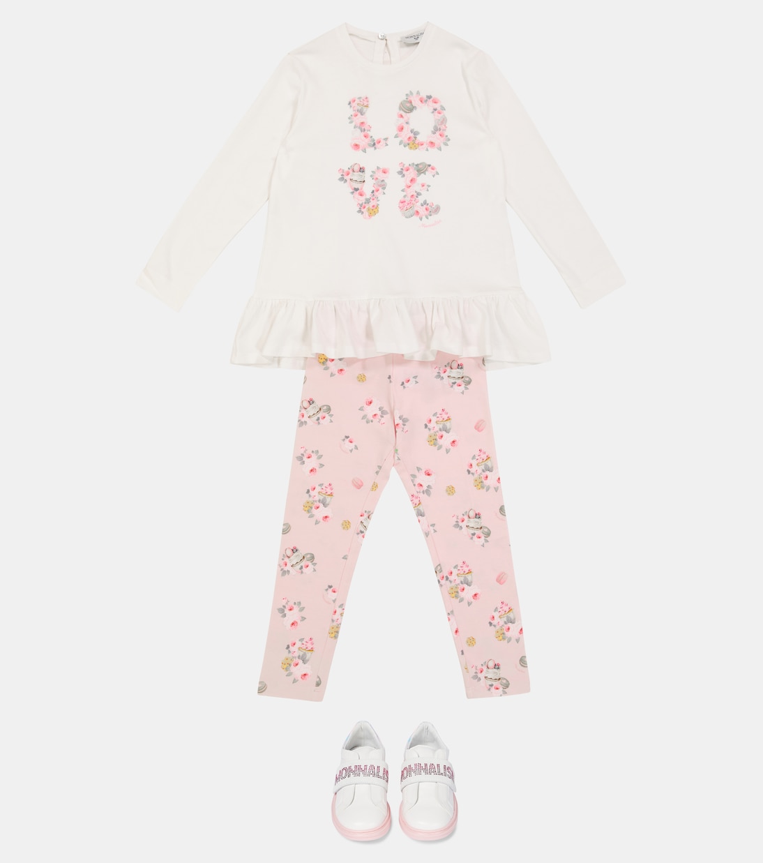 Bébé – Ensemble top et legging en coton à fleurs | Monnalisa