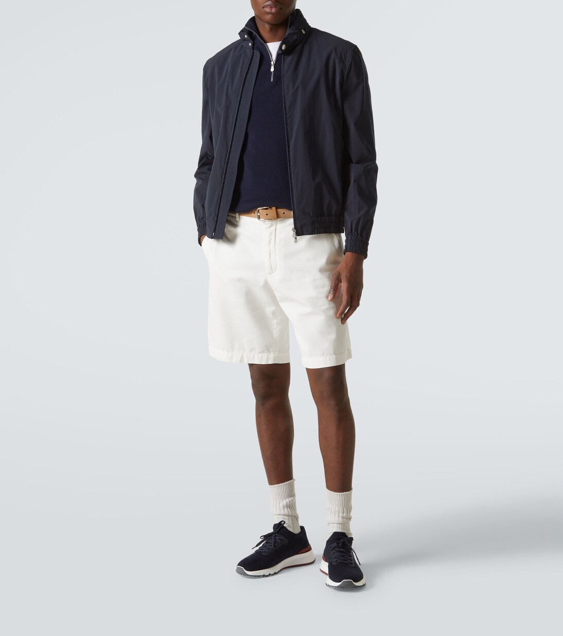 Sneakers aus Strick mit Leder | Brunello Cucinelli