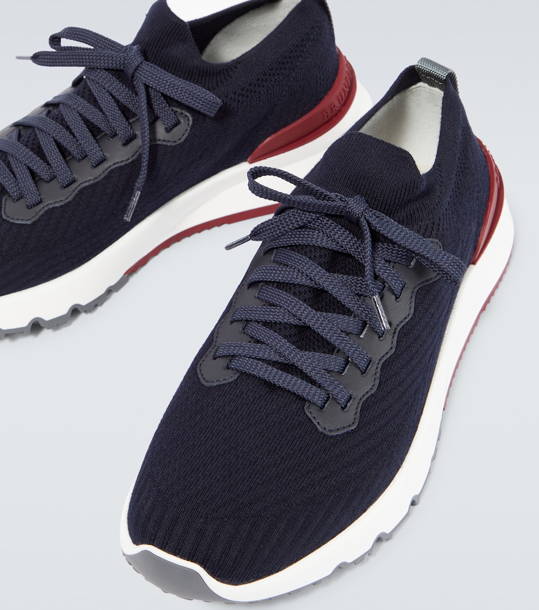 Sneakers aus Strick mit Leder | Brunello Cucinelli
