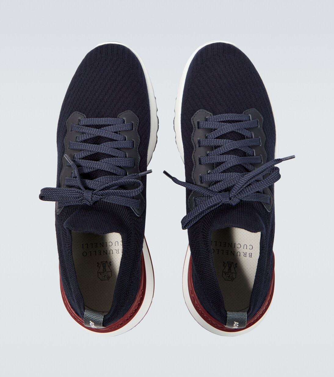 Sneakers aus Strick mit Leder | Brunello Cucinelli