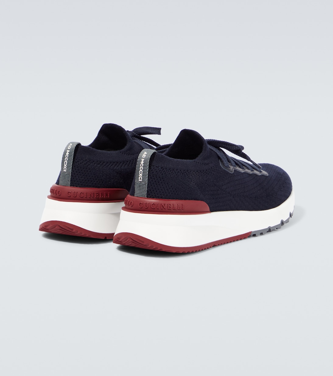 Sneakers aus Strick mit Leder | Brunello Cucinelli