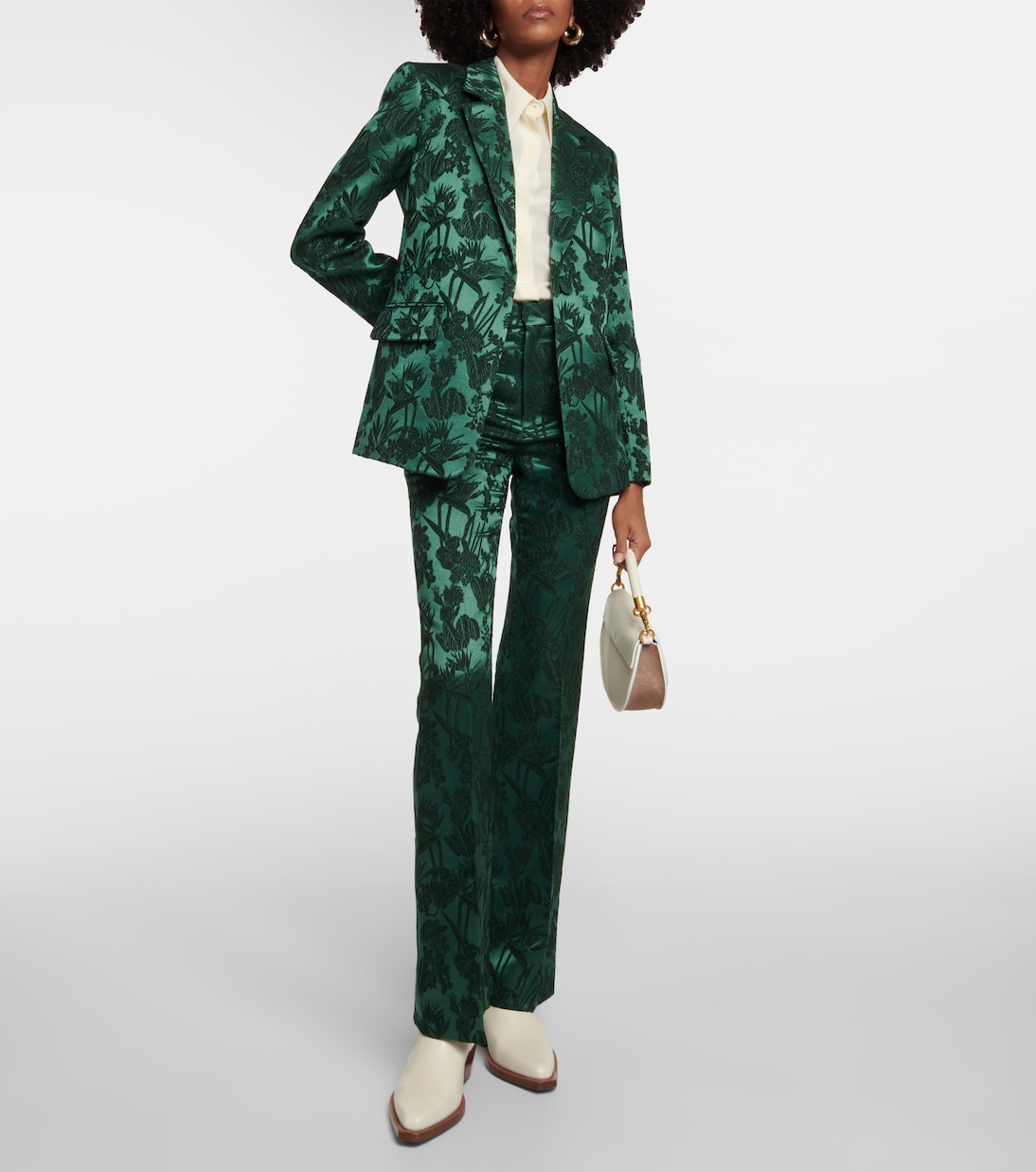 Jacquard wool and silk slim pants | Chloé
