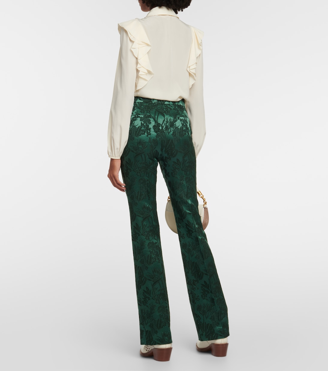 Jacquard wool and silk slim pants | Chloé