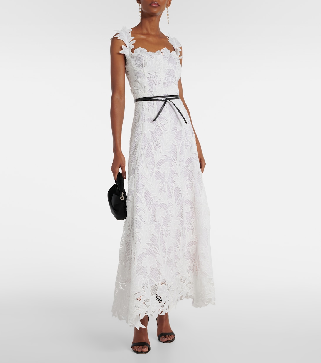 Robe longue Marbled Carnation en dentelle  | Oscar de la Renta