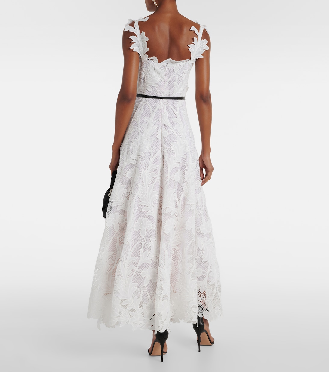 Robe longue Marbled Carnation en dentelle  | Oscar de la Renta