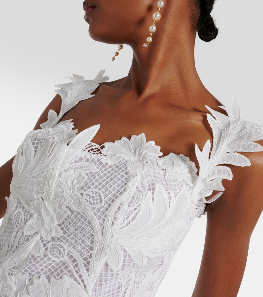 Robe longue Marbled Carnation en dentelle  | Oscar de la Renta