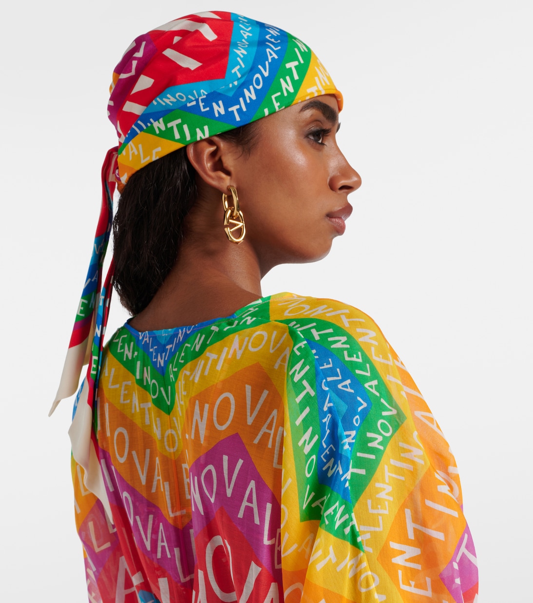 Valentino Chevron 24 silk and cotton head wrap | Valentino