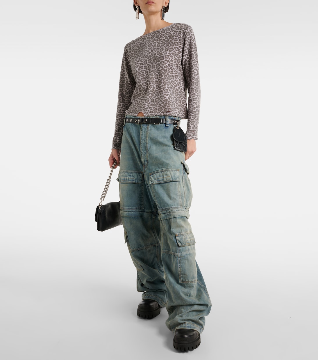 Distressed leopard-print jersey sweater | Balenciaga