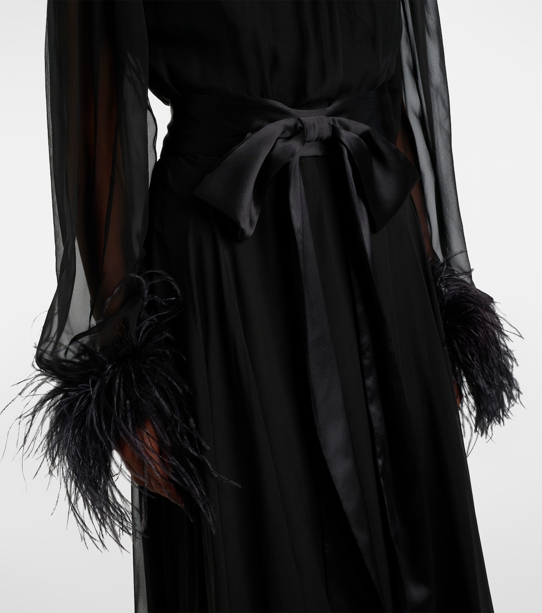 Feather-trimmed silk chiffon gown | Dolce&Gabbana