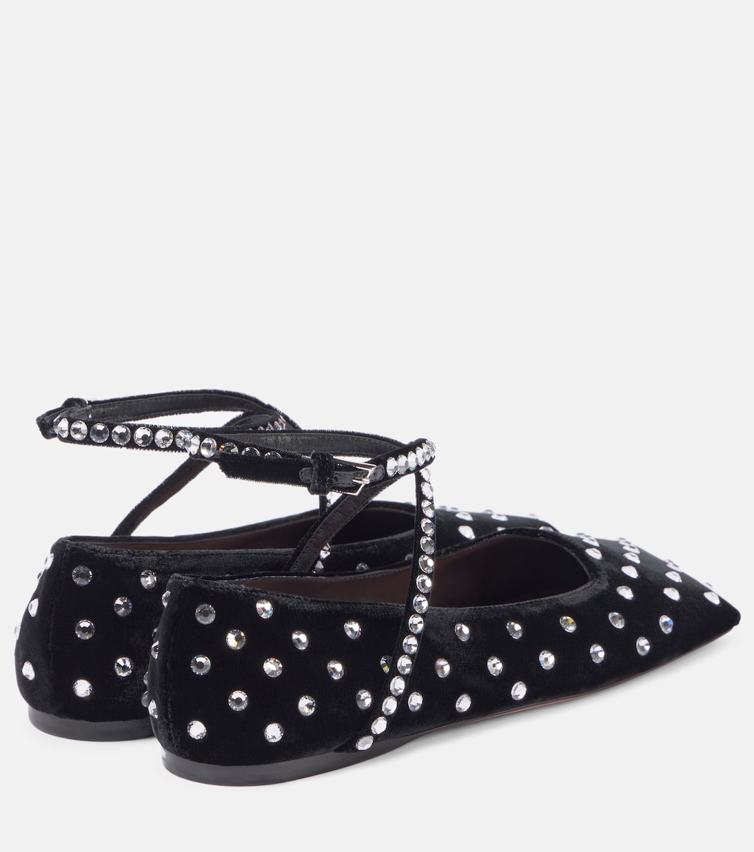 Ane Crystal lace-up velvet ballet flats | Amina Muaddi