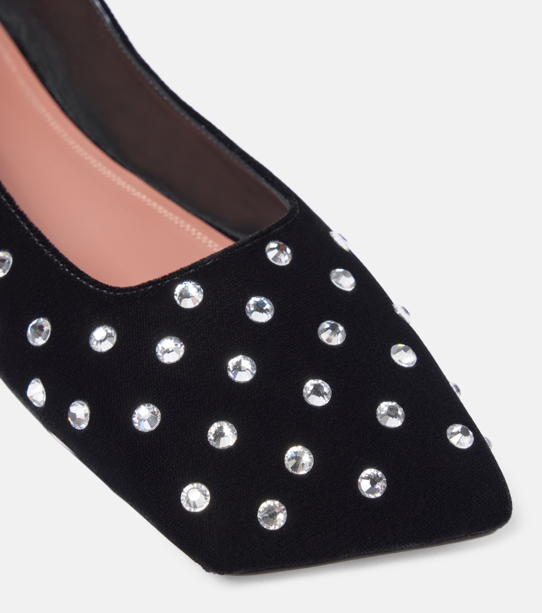 Ane Crystal lace-up velvet ballet flats | Amina Muaddi
