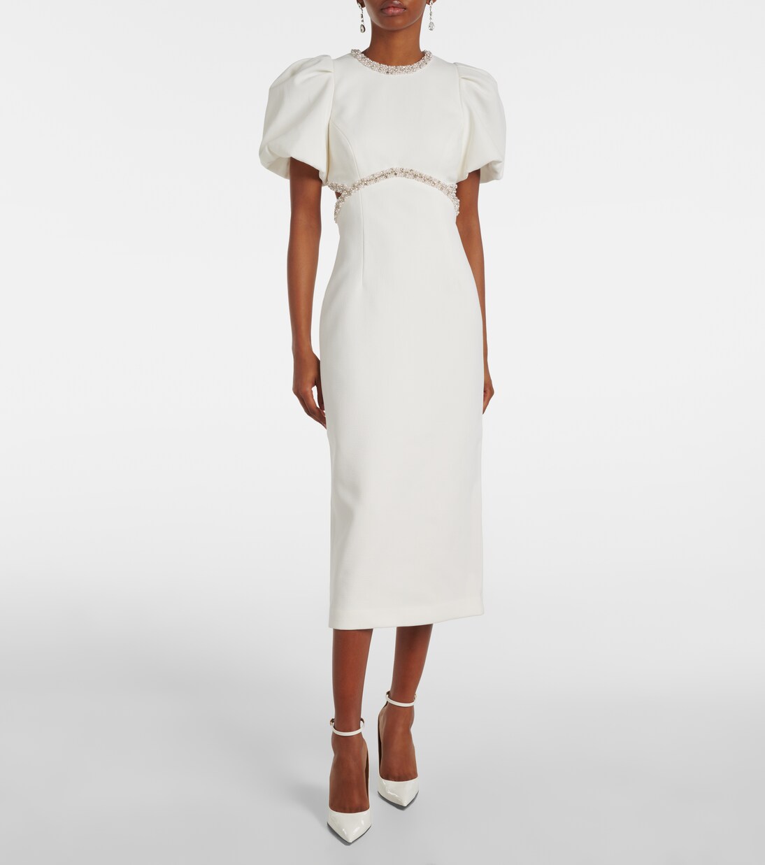 Bridal Verziertes Midikleid Alicia aus Crêpe | Rebecca Vallance