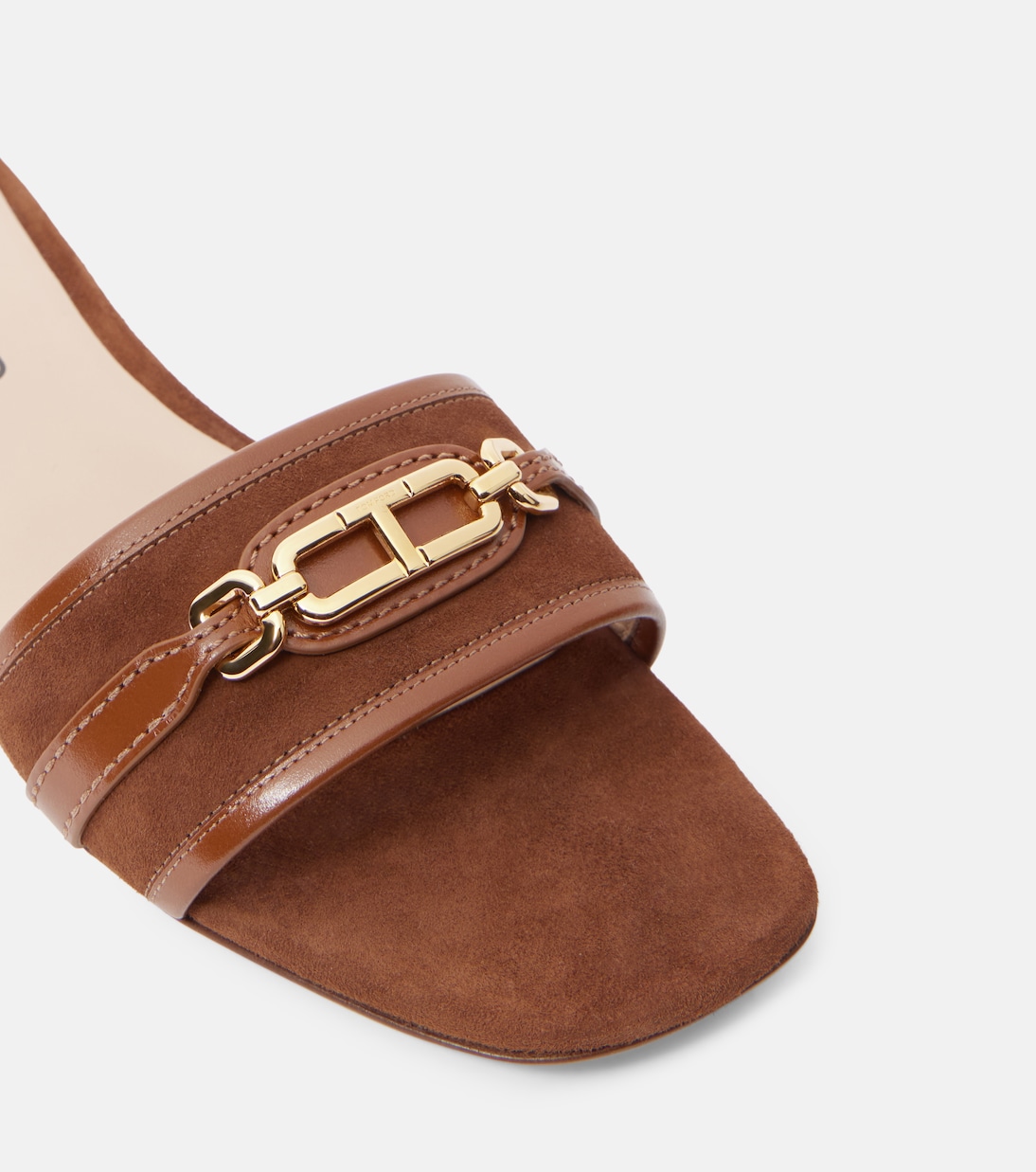 Pantoletten Whitney Stadium T aus Veloursleder mit Leder | Tom Ford