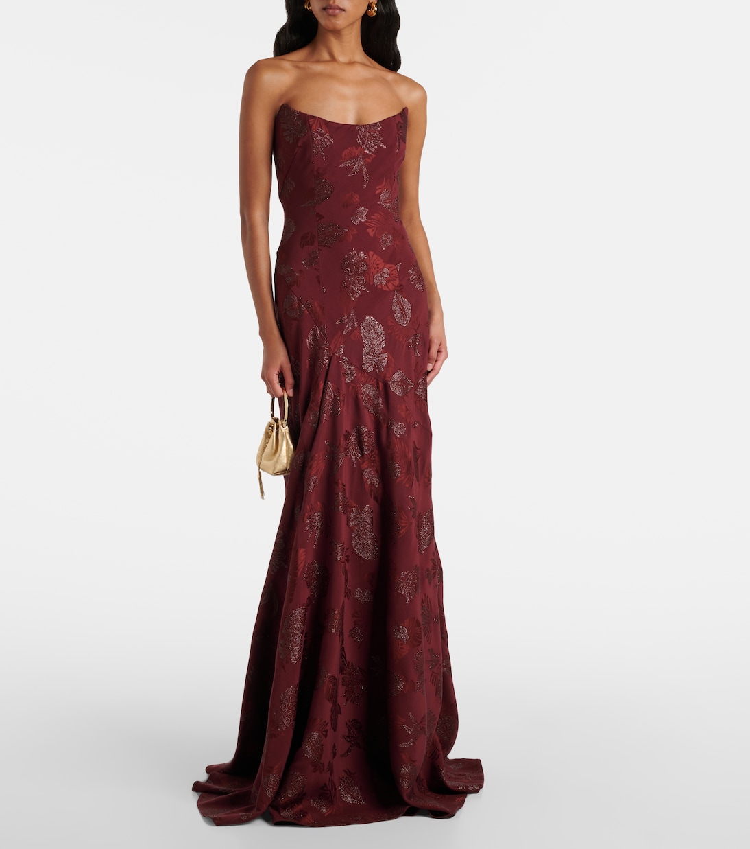 Robe longue corset à fleurs métallisées | Markarian