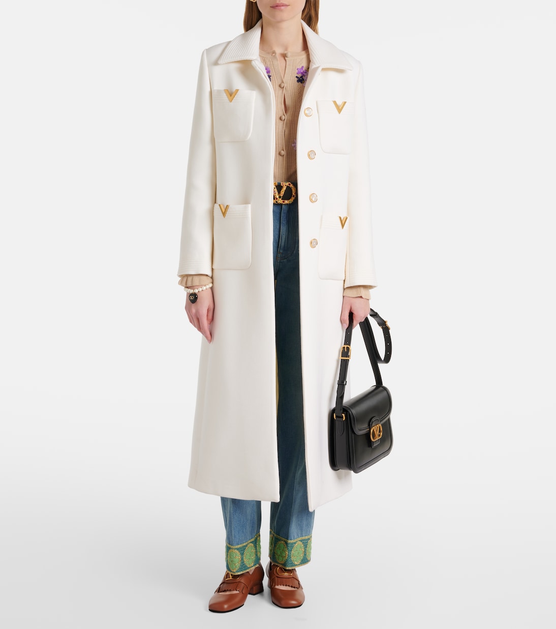 VLogo Signature fringed leather flats | Valentino Garavani