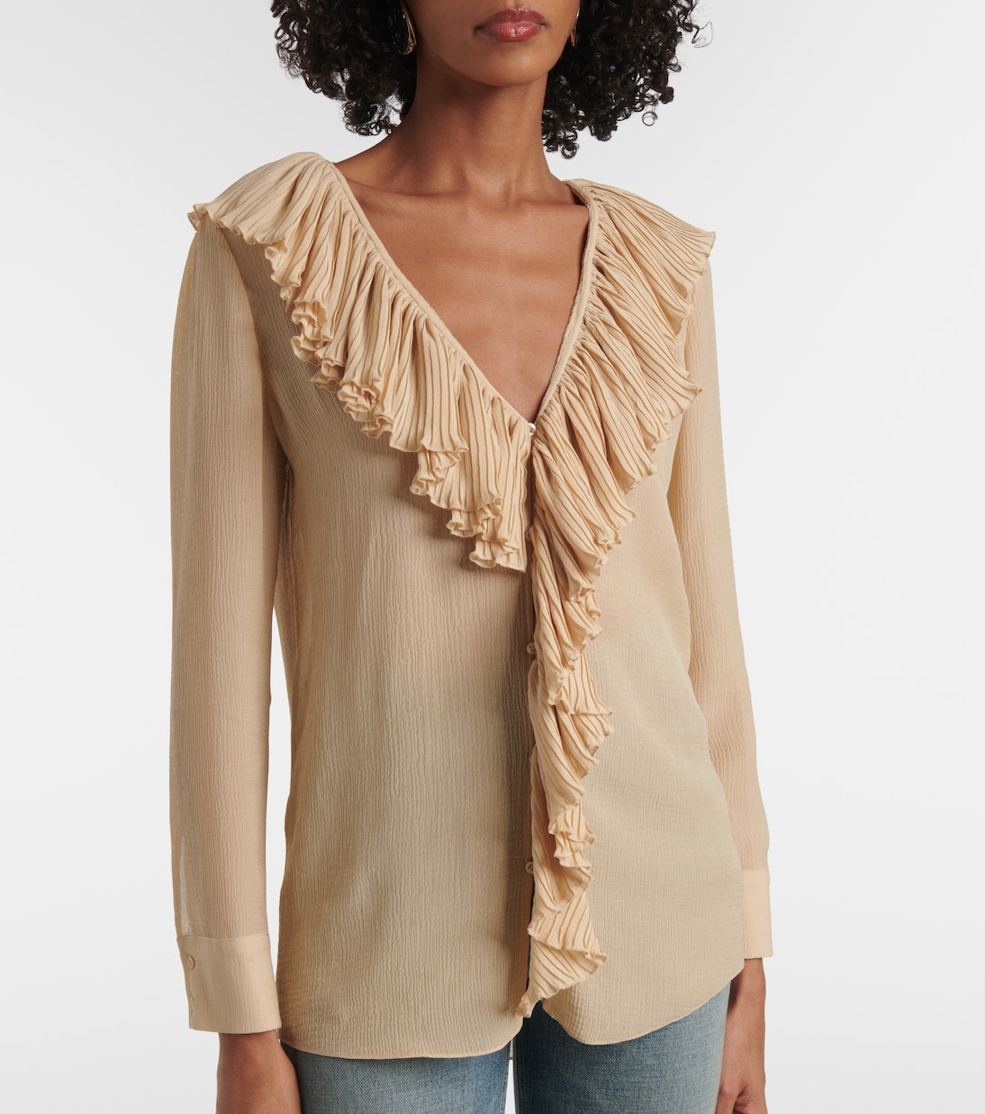Ruffled silk crepon blouse | Saint Laurent