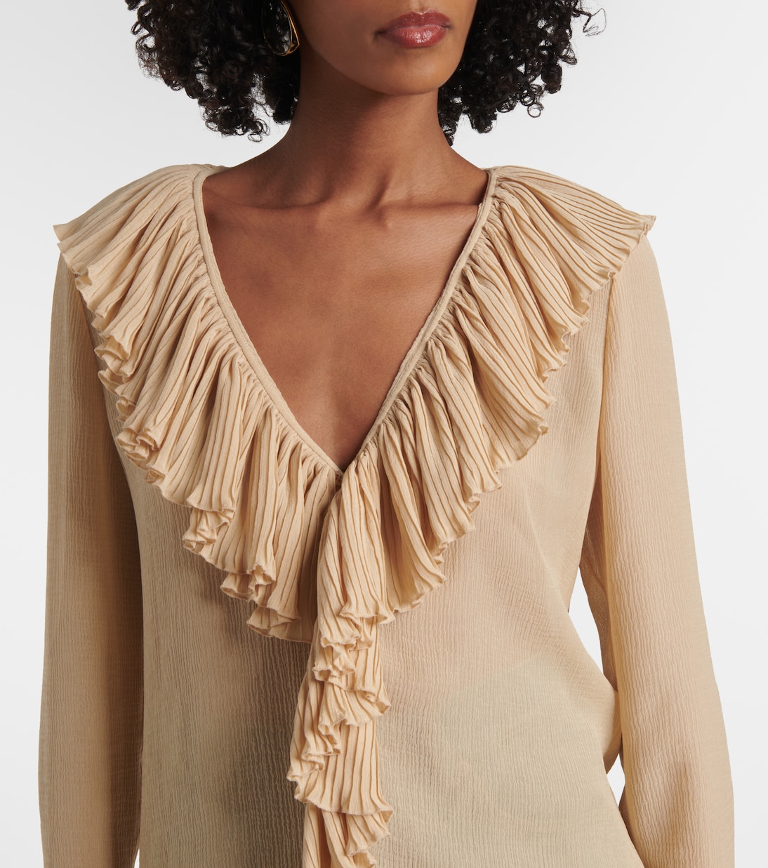 Ruffled silk crepon blouse | Saint Laurent