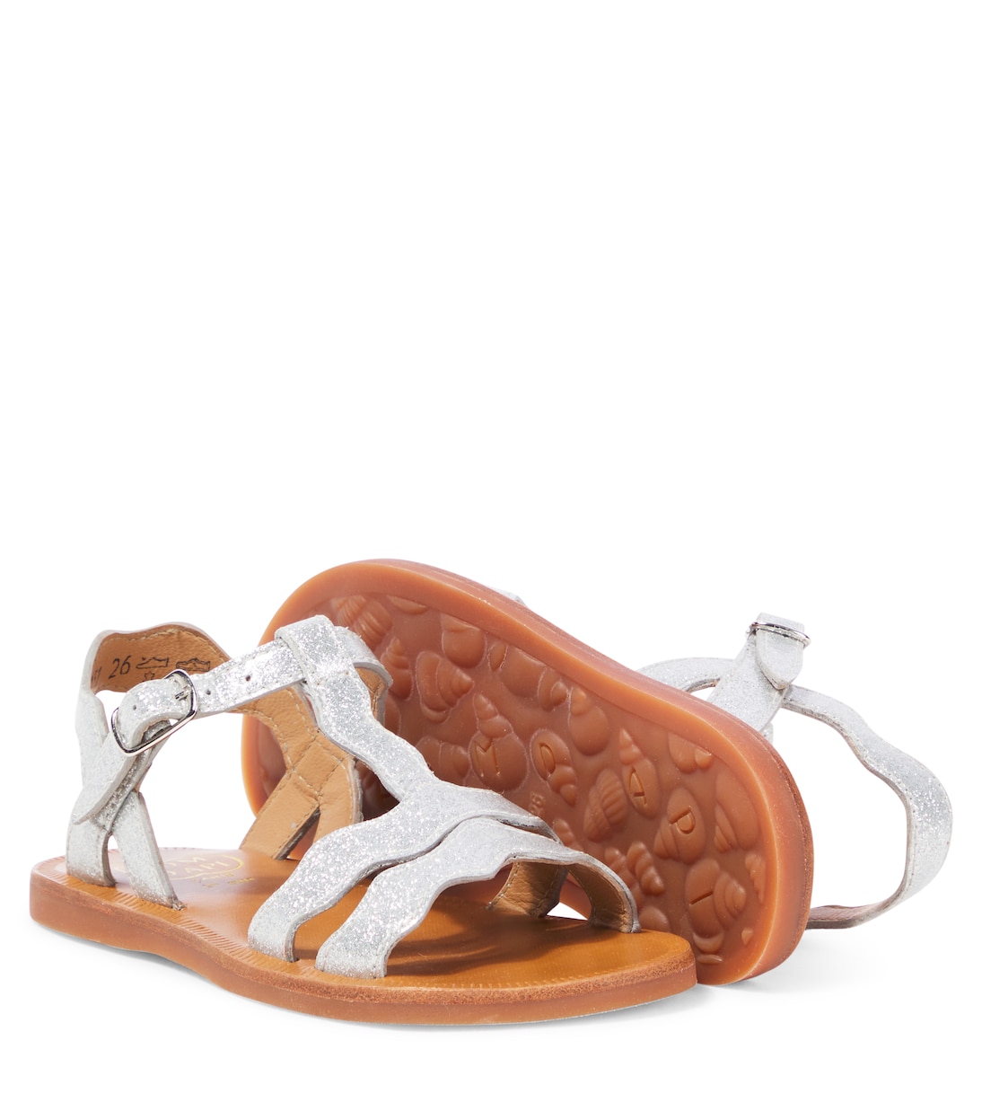 Plagette Frizz glitter leather sandals | Pom d'Api