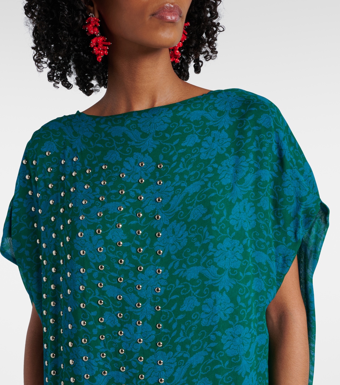 Maxikleid aus Seide mit Kristallen | Dries Van Noten