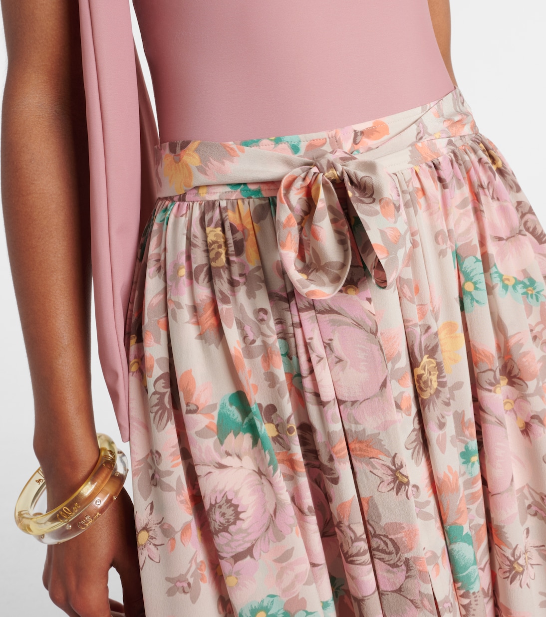 Falda midi de crepé de china de seda | Chloé