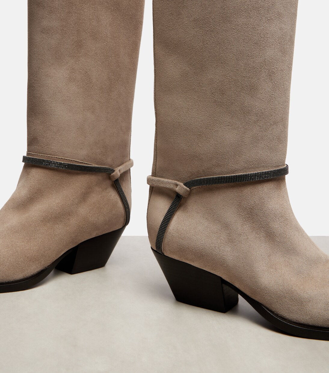 Monili suede knee-high boots | Brunello Cucinelli