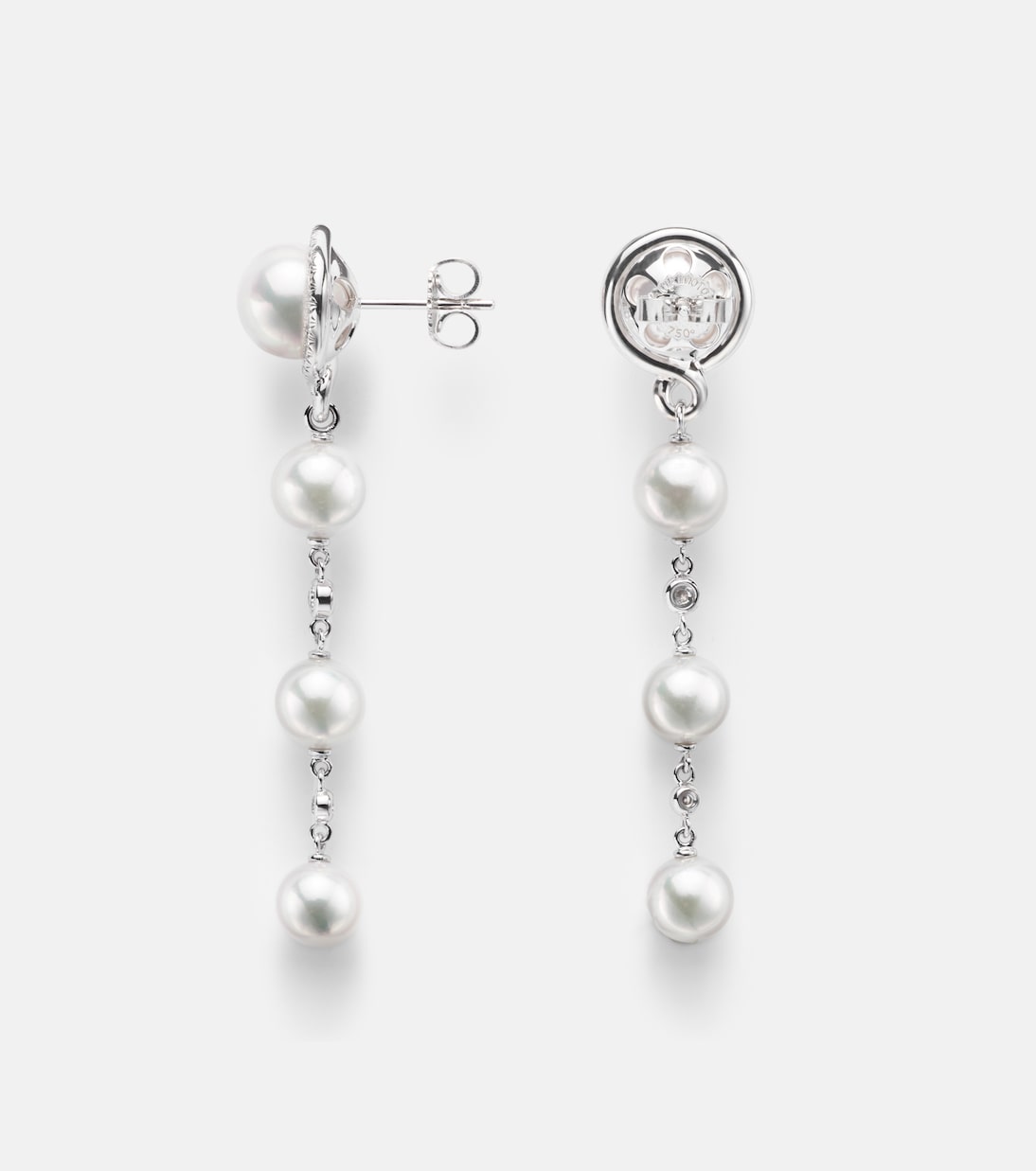 Ohrringe aus 18kt Weißgold mit Diamanten und Akoyaperlen | Mikimoto