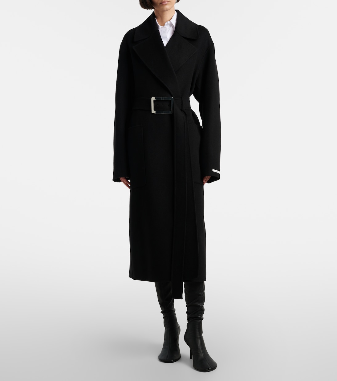 Belted virgin wool wrap coat | Sportmax