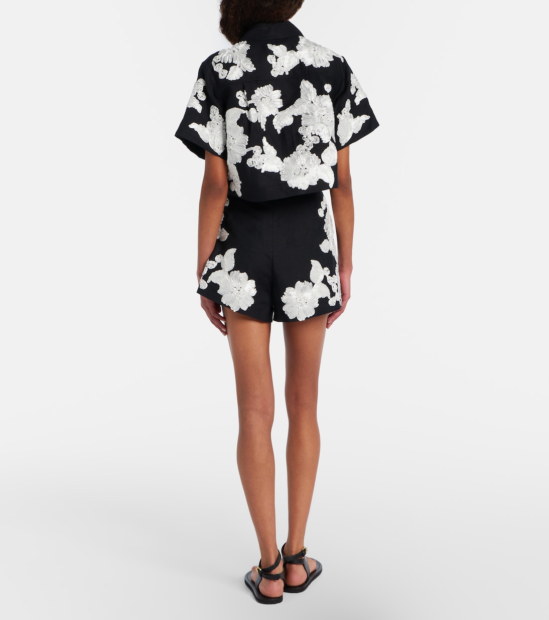 Sammi embroidered linen-blend shorts | Simkhai