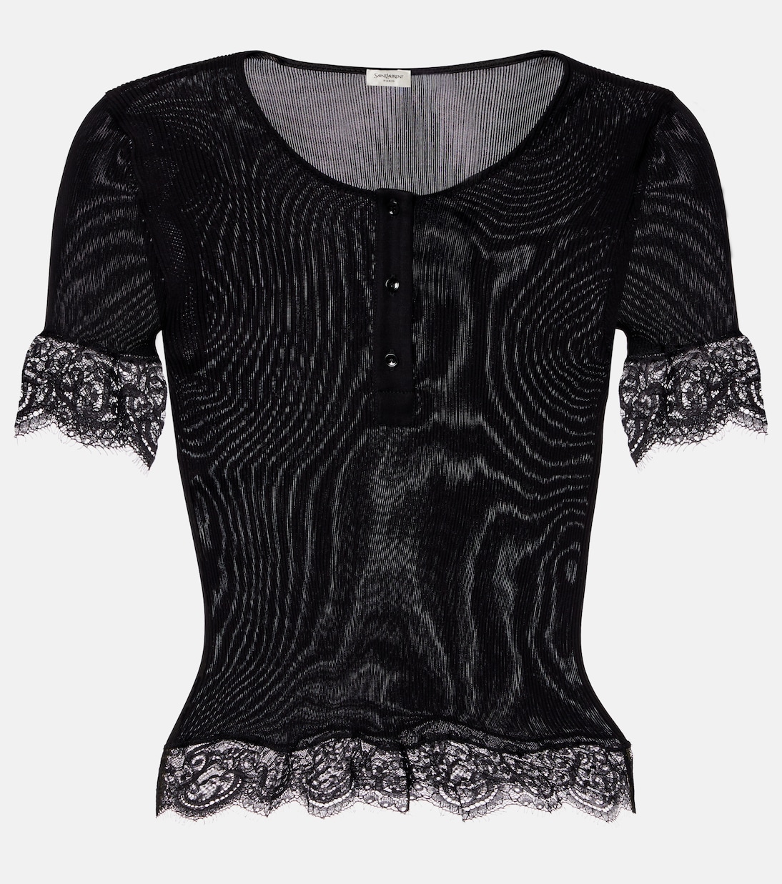 Top aus Seiden-Jersey mit Spitze | Saint Laurent