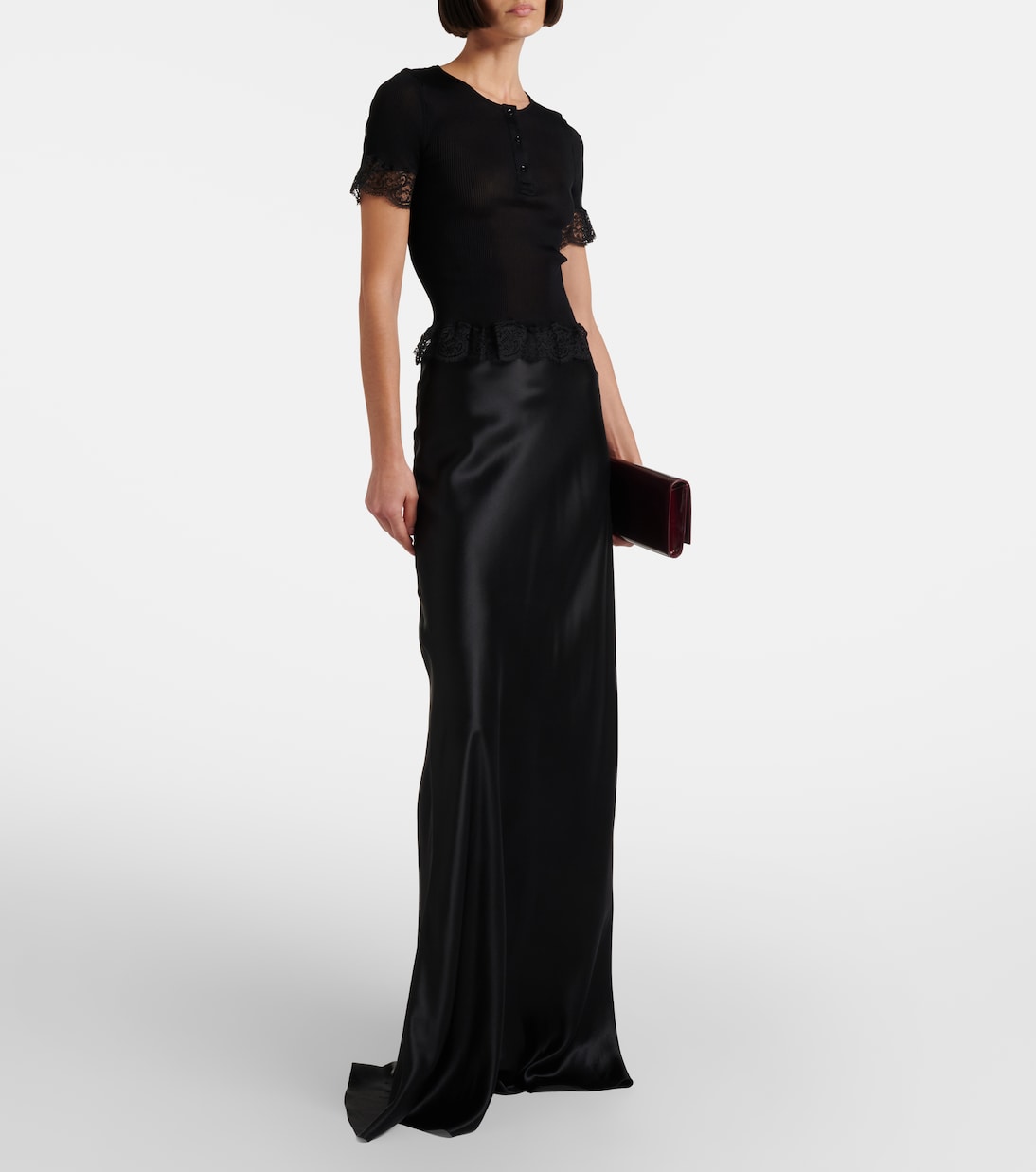 Top aus Seiden-Jersey mit Spitze | Saint Laurent