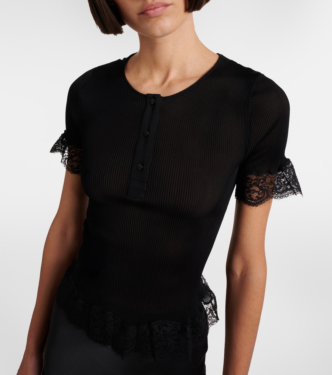 Top aus Seiden-Jersey mit Spitze | Saint Laurent
