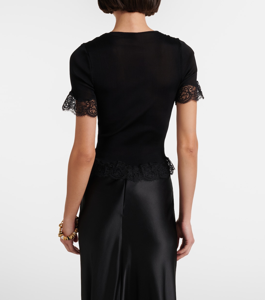 Top aus Seiden-Jersey mit Spitze | Saint Laurent
