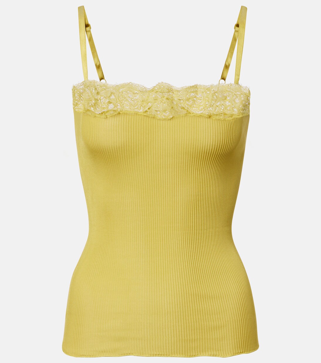 Lace-trimmed ribbed-knit silk camisole | Saint Laurent