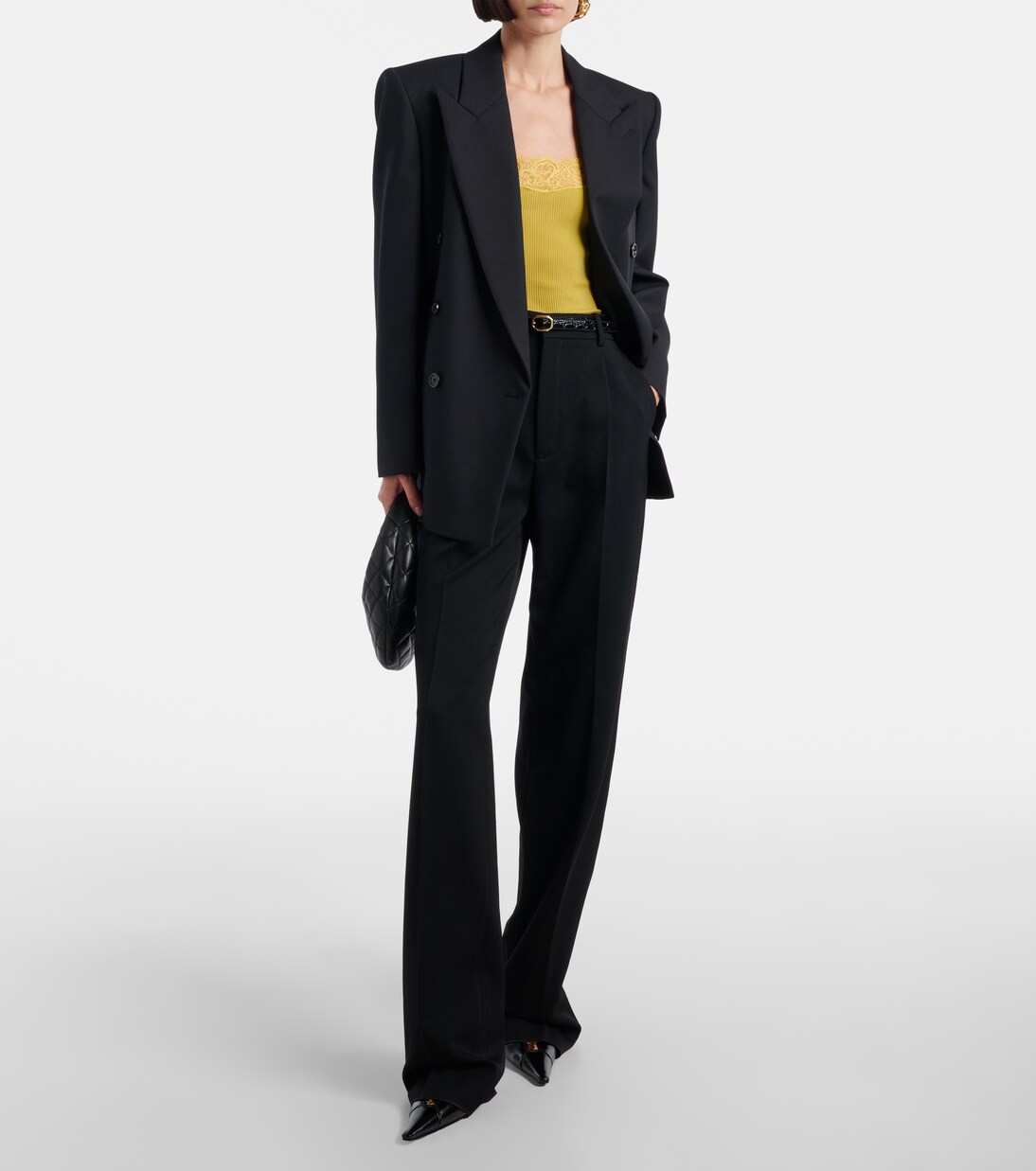 Lace-trimmed ribbed-knit silk camisole | Saint Laurent