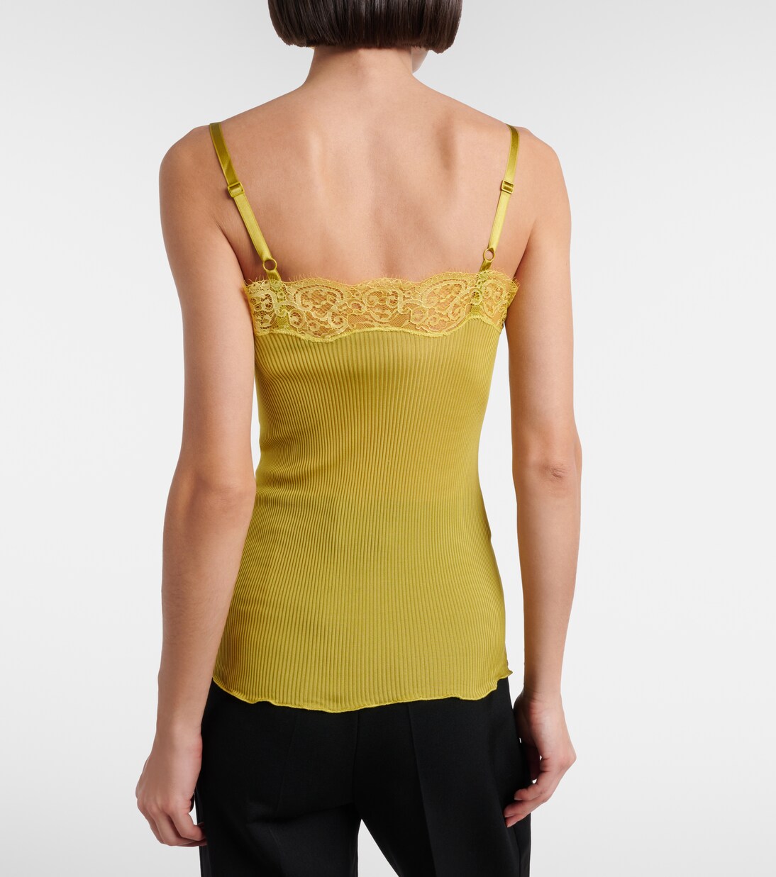 Lace-trimmed ribbed-knit silk camisole | Saint Laurent