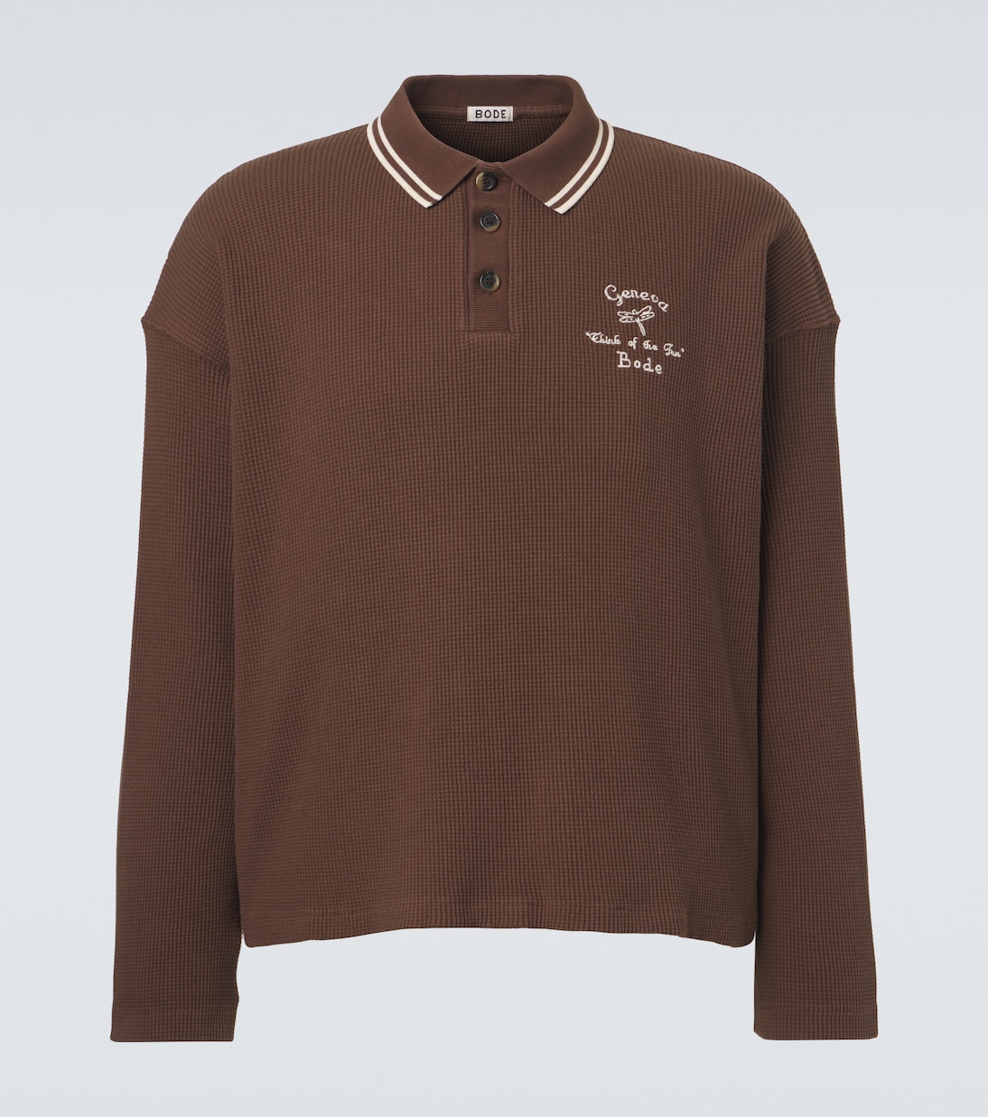 Geneva waffle-knit cotton polo sweater | Bode