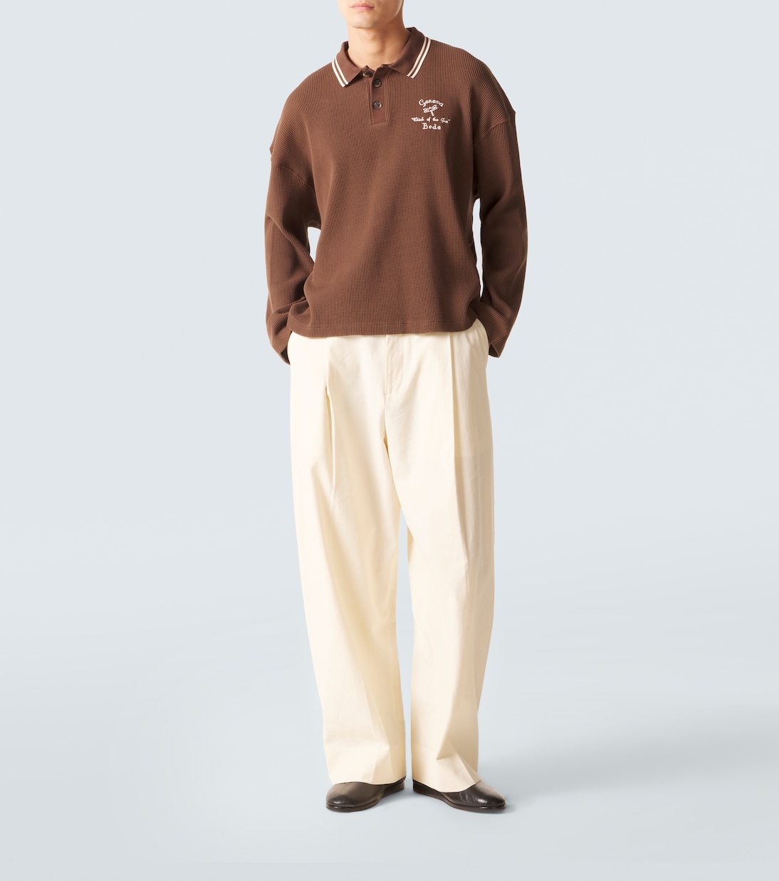 Geneva waffle-knit cotton polo sweater | Bode