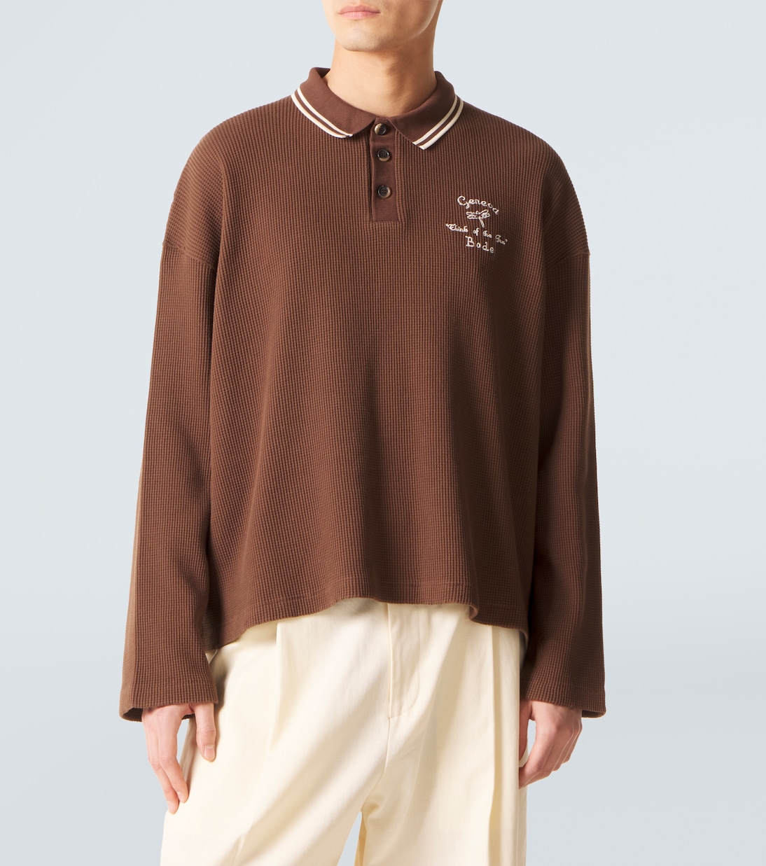 Geneva waffle-knit cotton polo sweater | Bode