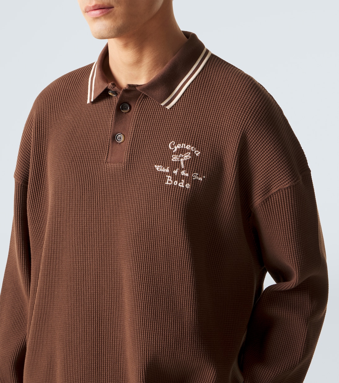 Geneva waffle-knit cotton polo sweater | Bode