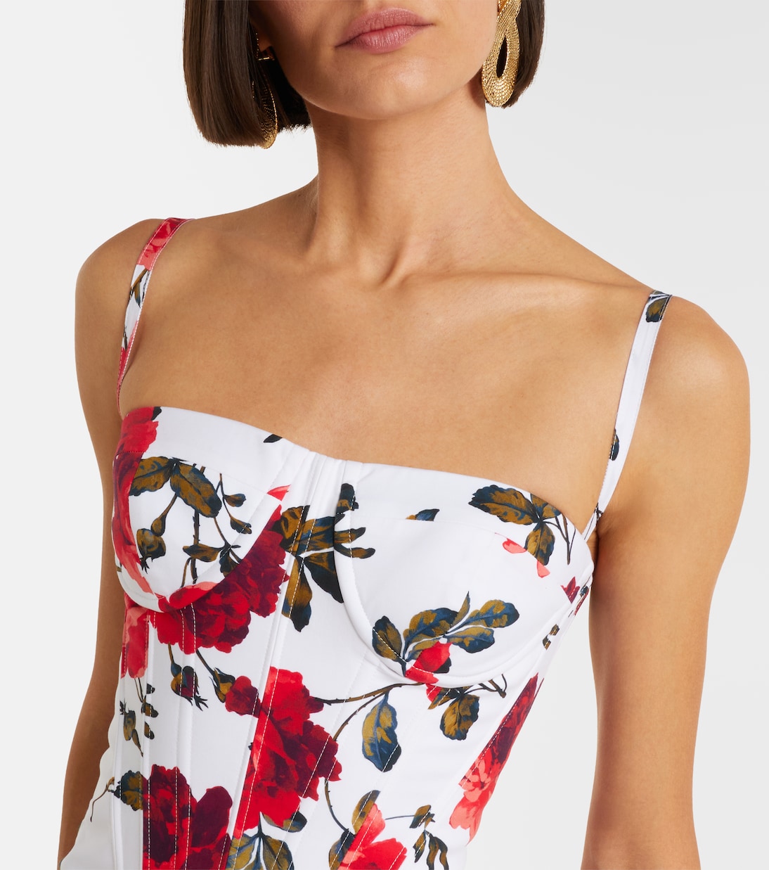 Floral tiered cotton-blend corset dress | Carolina Herrera