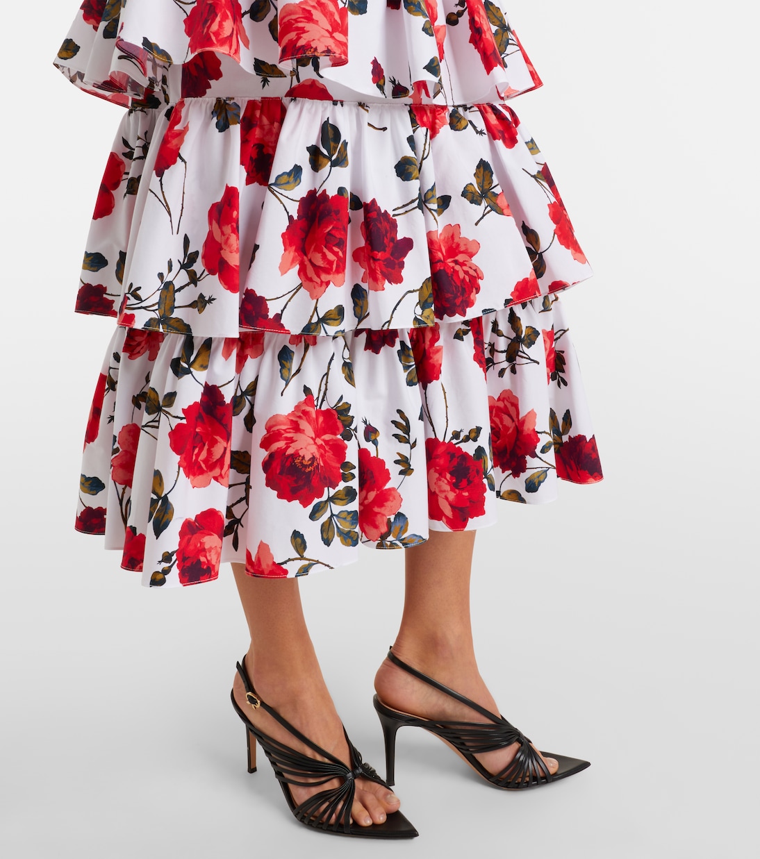Floral tiered cotton-blend corset dress | Carolina Herrera