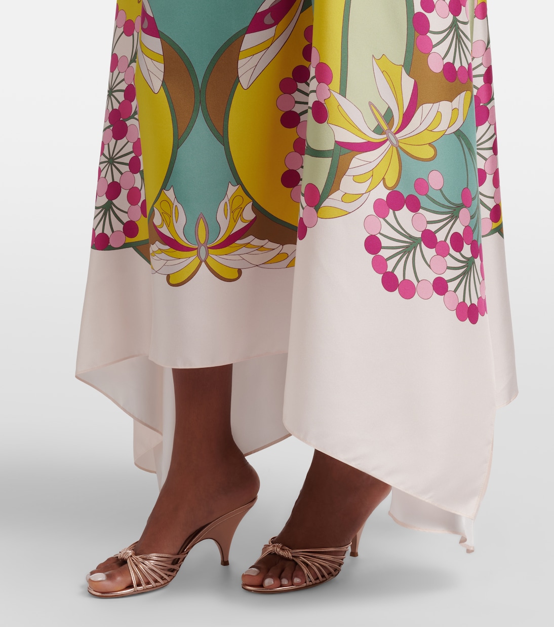 Bedrucktes Midikleid San Carlo aus Seidensatin | La DoubleJ