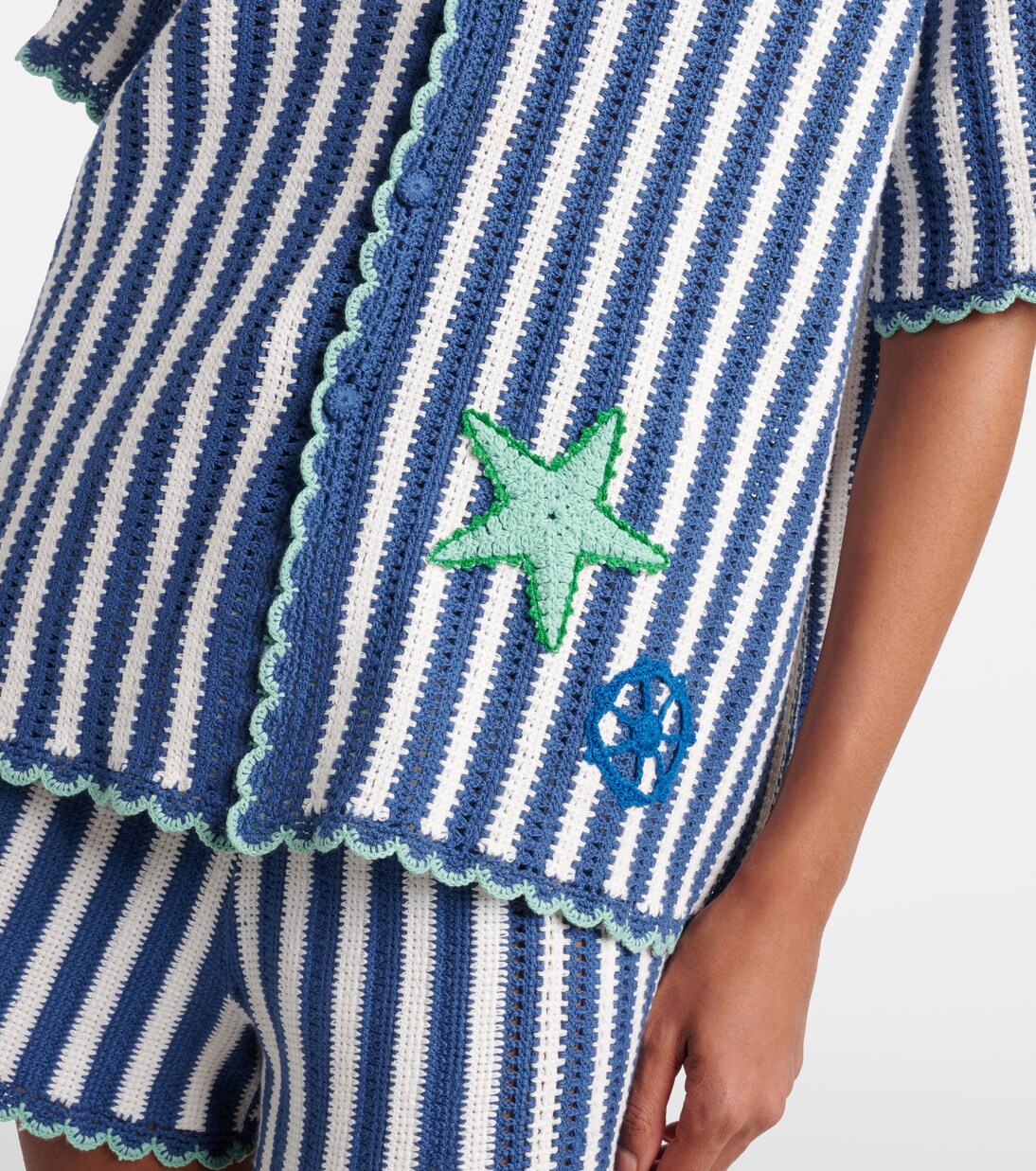 Crochet striped cotton shirt | Alémais