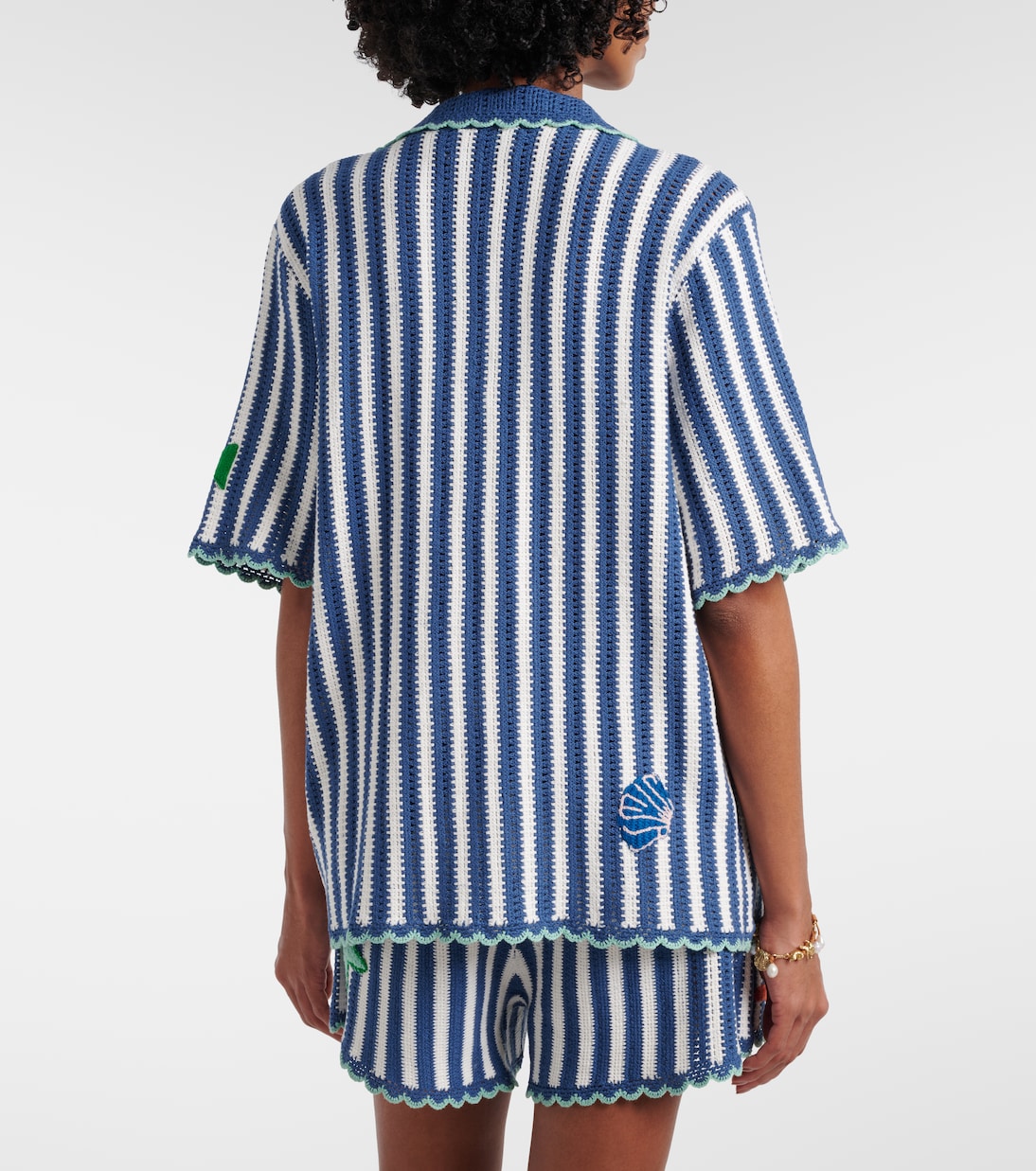 Crochet striped cotton shirt | Alémais