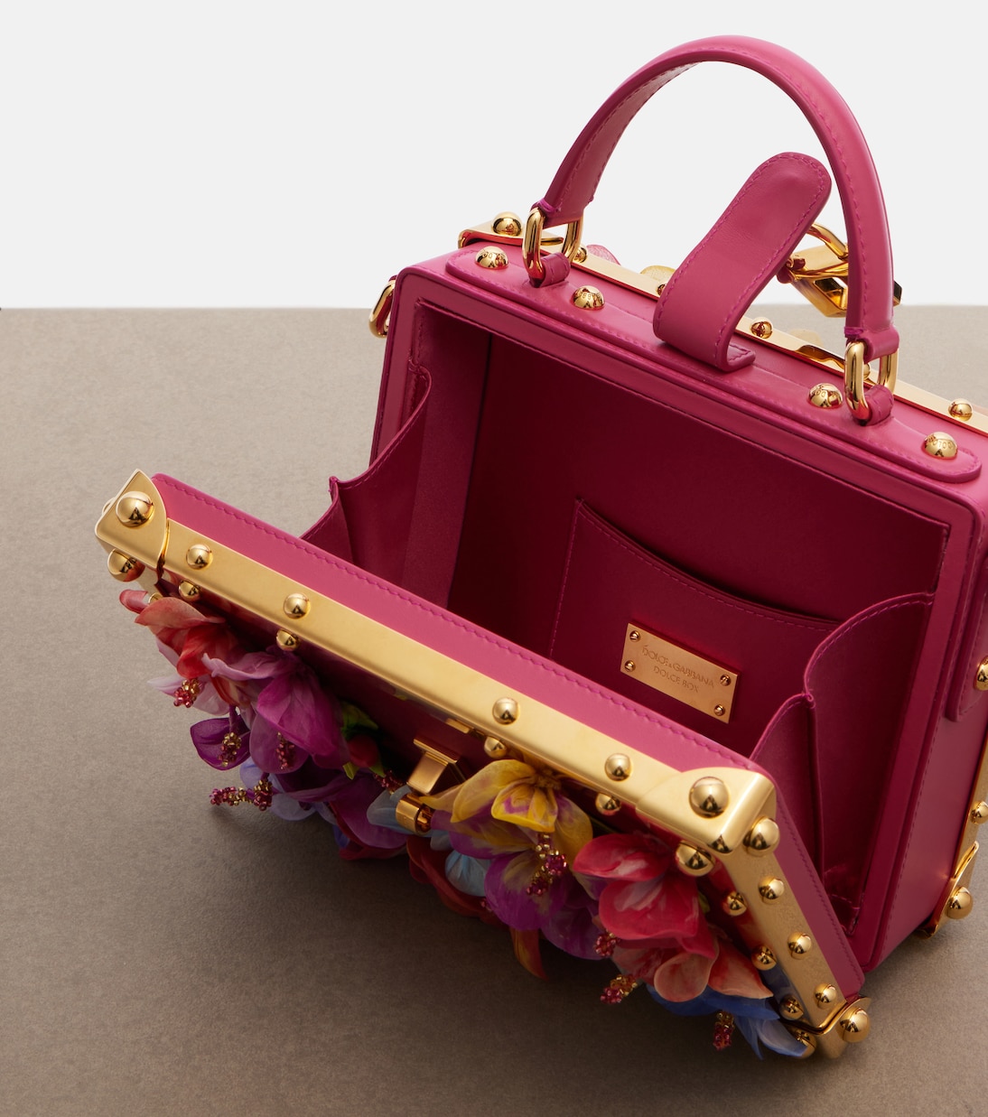 Dolce Box floral-appliqué leather box bag | Dolce&Gabbana