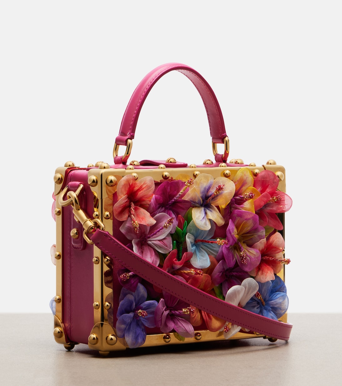 Dolce Box floral-appliqué leather box bag | Dolce&Gabbana